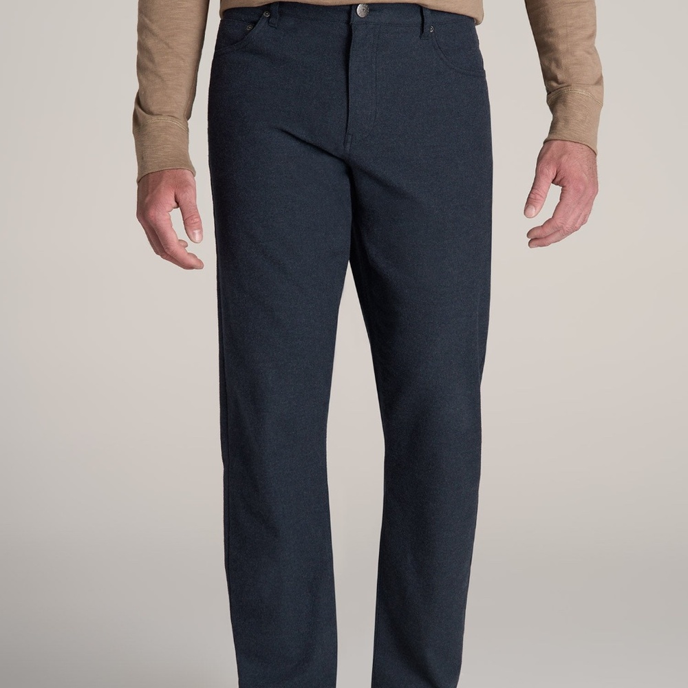 American Tall TAPERED-FIT Stretch Flannel 5 Pocket Pants for Tall Men in Dark In